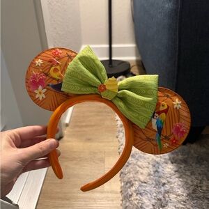 Tropical Parrot Tiki Room Disney Ears Headband with Green Bow
